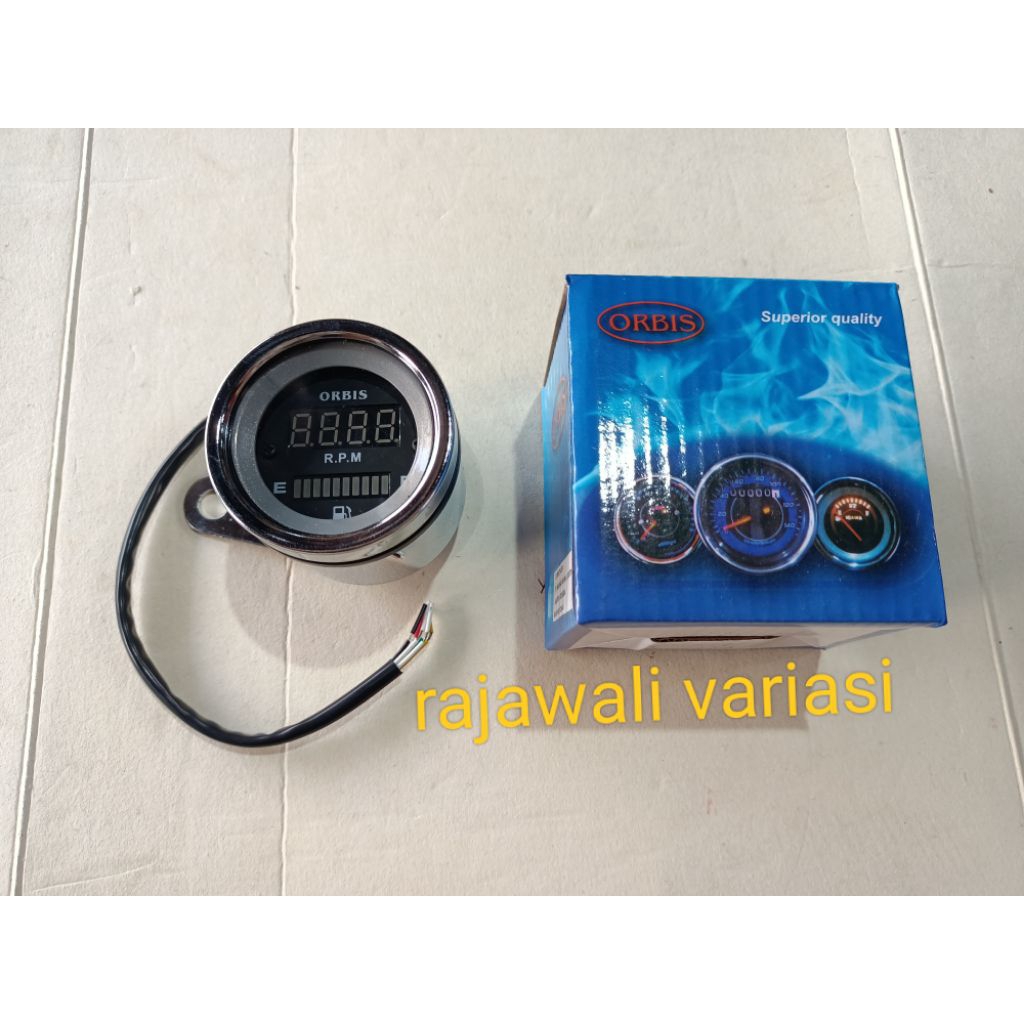 RPM PLUS AMPER BENSIN DIGITAL SPIDO METER BULAT CHROME KOMBINASI RPM PLUS AMPER  RPM AMPER BENSIN