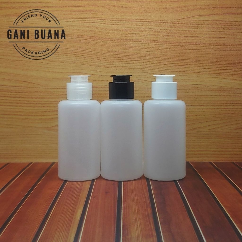 BOTOL FLIPTOP 100 ML HDPE RF NATURAL TUTUP FLIPTOP JAMUR VARIAN WARNA