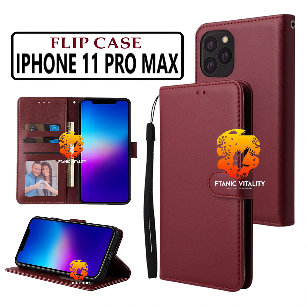 FLIP LEATHER CASING IPHONE 11 PRO MAX CASE KULIT FLIP WALLET LEATHER DOMPET KULIT PREMIUM SARUNG BUK