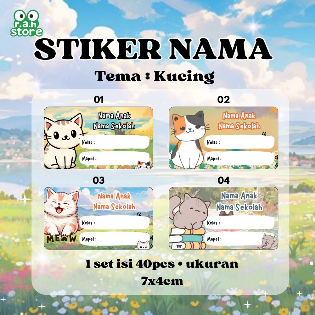 

STIKER BUKU KUCING / STIKER NAMA KUCING / STIKER PELAJARAN