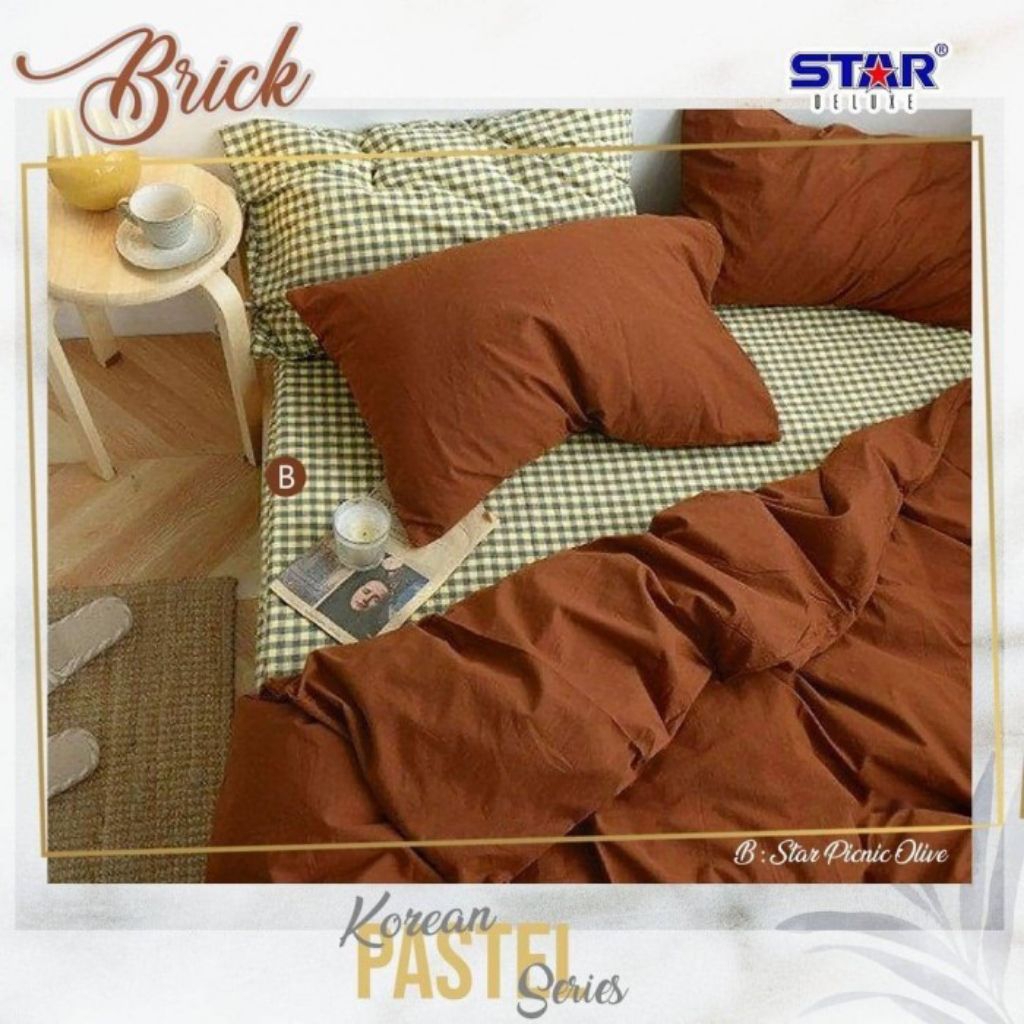 Sprei Set Katun STAR Polos Brick