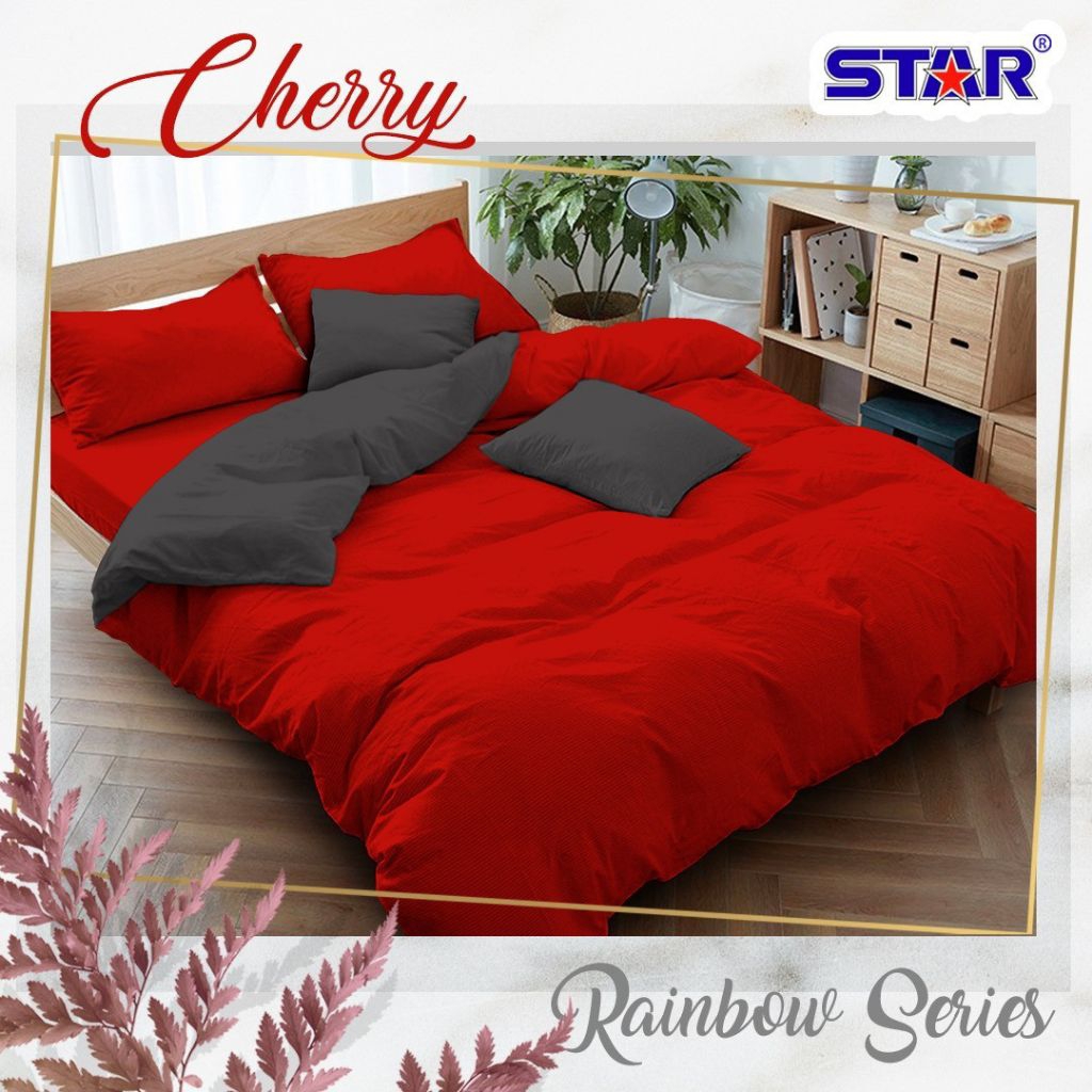 Sprei Set Katun STAR Polos Cherry