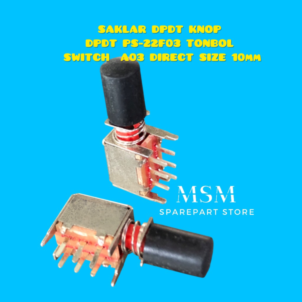 PUSH SWITCH DPDT 6 PIN PLUS KNOP HITAM