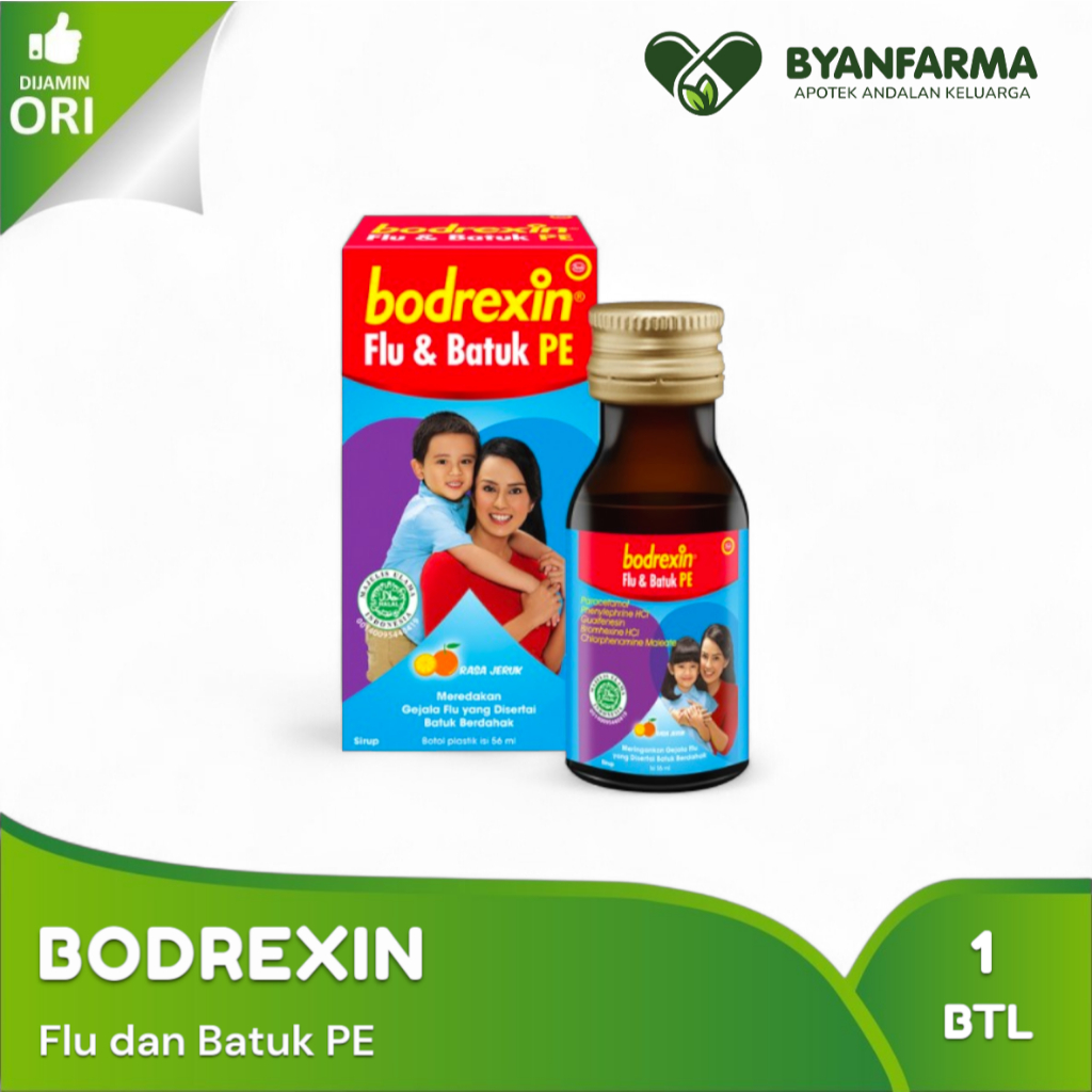 Bodrexin Flu & Batuk PE Syrup 56 ml - Bodreksin Flu dan Batuk Berdahak Anak ED 2026