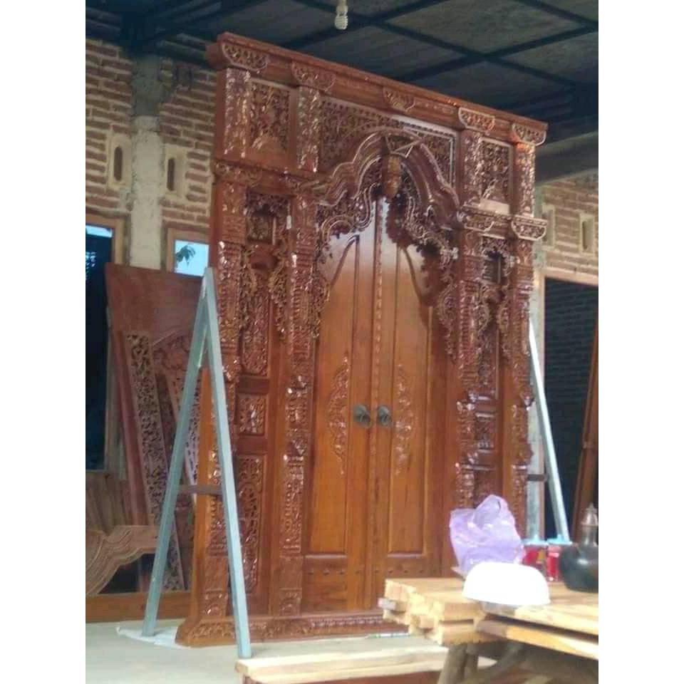 pintu rumah gebyok ukir jati jepara ukuran 2meter