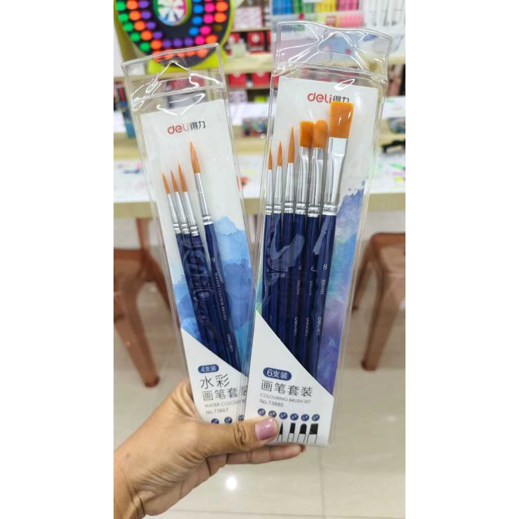 

DELI Watercolor Brush Set Round head nylon wool KUAS MELUKIS