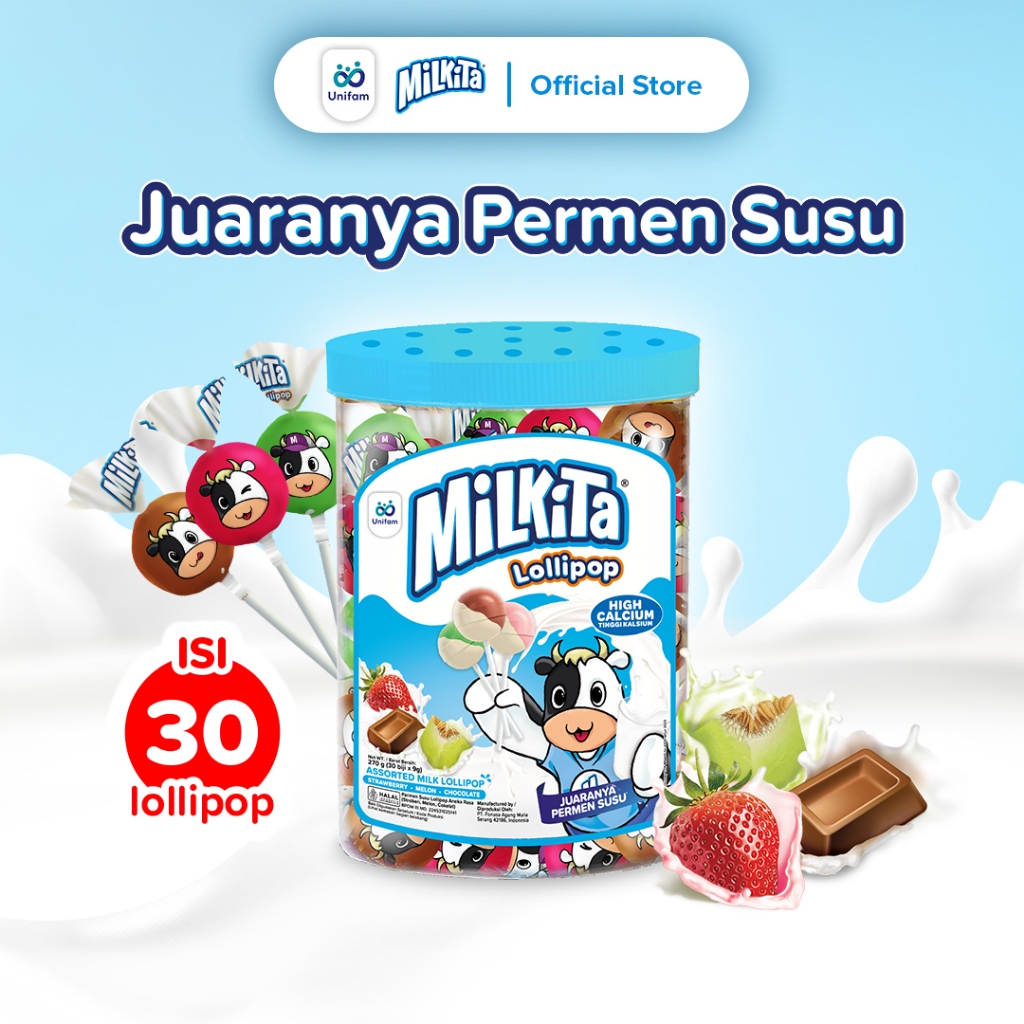 

Milkita Permen Susu Lollipop Jar Max (1 Toples Isi 30pcs)