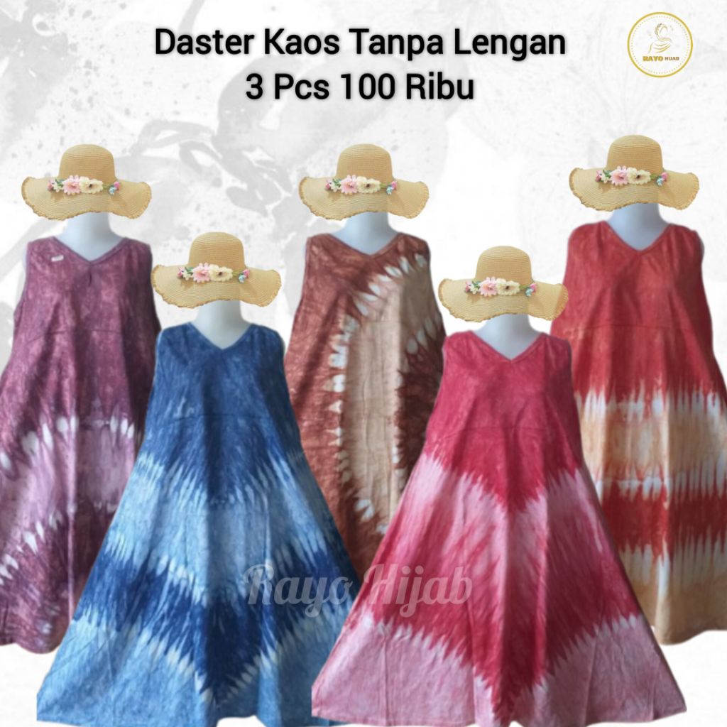 Daster Kaos Yukensi Jumbo Tanpa Lengan TieDye / Daster Kaos motif abstrak kekinian Terbaru / Daster 
