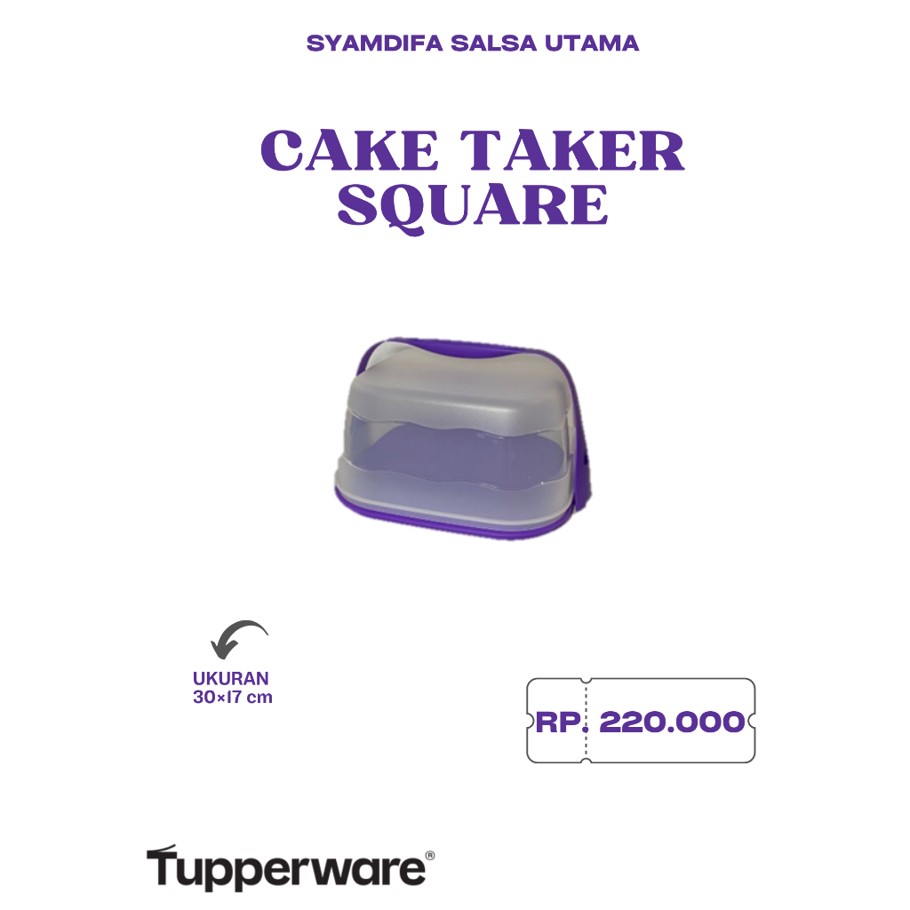 Tupperware Ori - Cake Taker Square Purple // Rectangular Purple