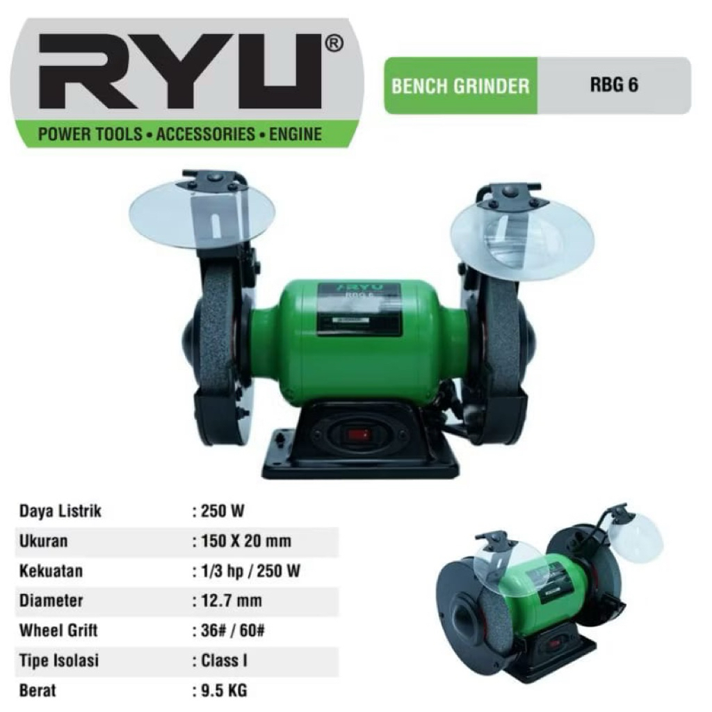 Gerinda duduk 6 inch RYU RGB 6 / Bench gerinder 6 inch RYU