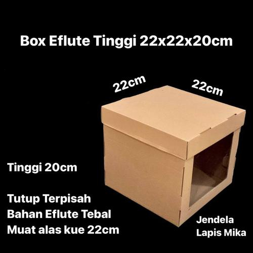 

kotak dus kue tart box hampers chiffon cake bahan eflute tebal jendela lapis mika ukuran 22x22x20 cm