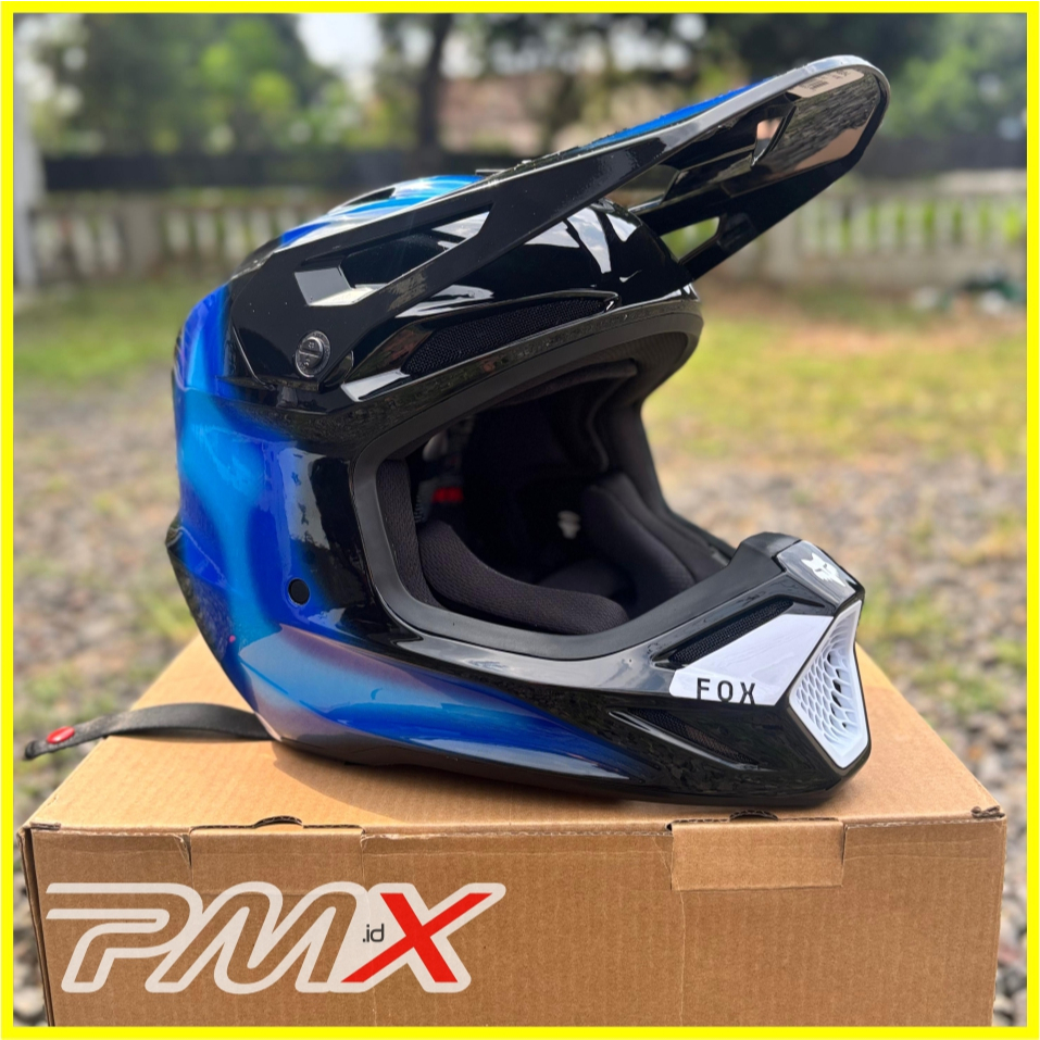Fox V3 Volatile Helmet Flo Yellow Size L Original Helm Motocross Trail