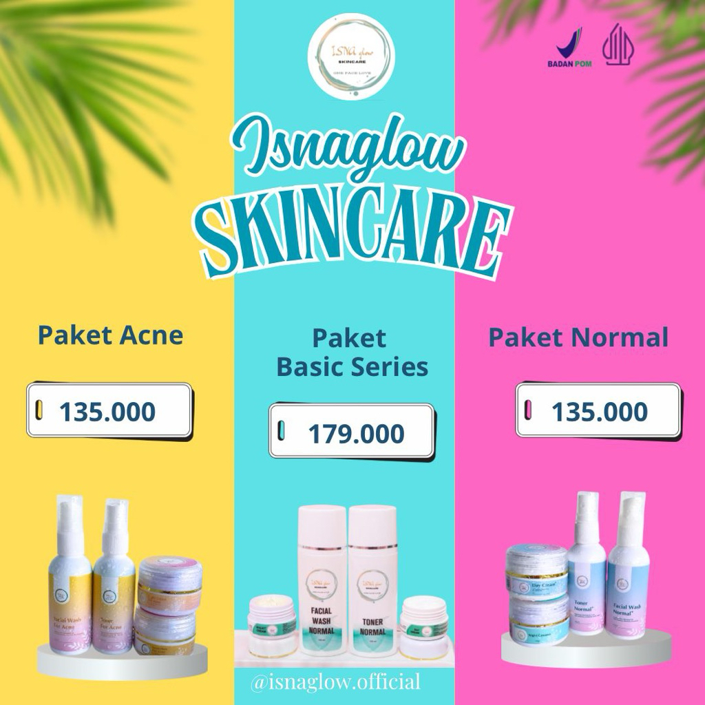 (KHUSUS ECER) ISNA GLOW SKINCARE ISNAGLOW MINI BASIC MINI ACNE LEVEL UP PLATINUM SERUM SAFFRON SUNSC
