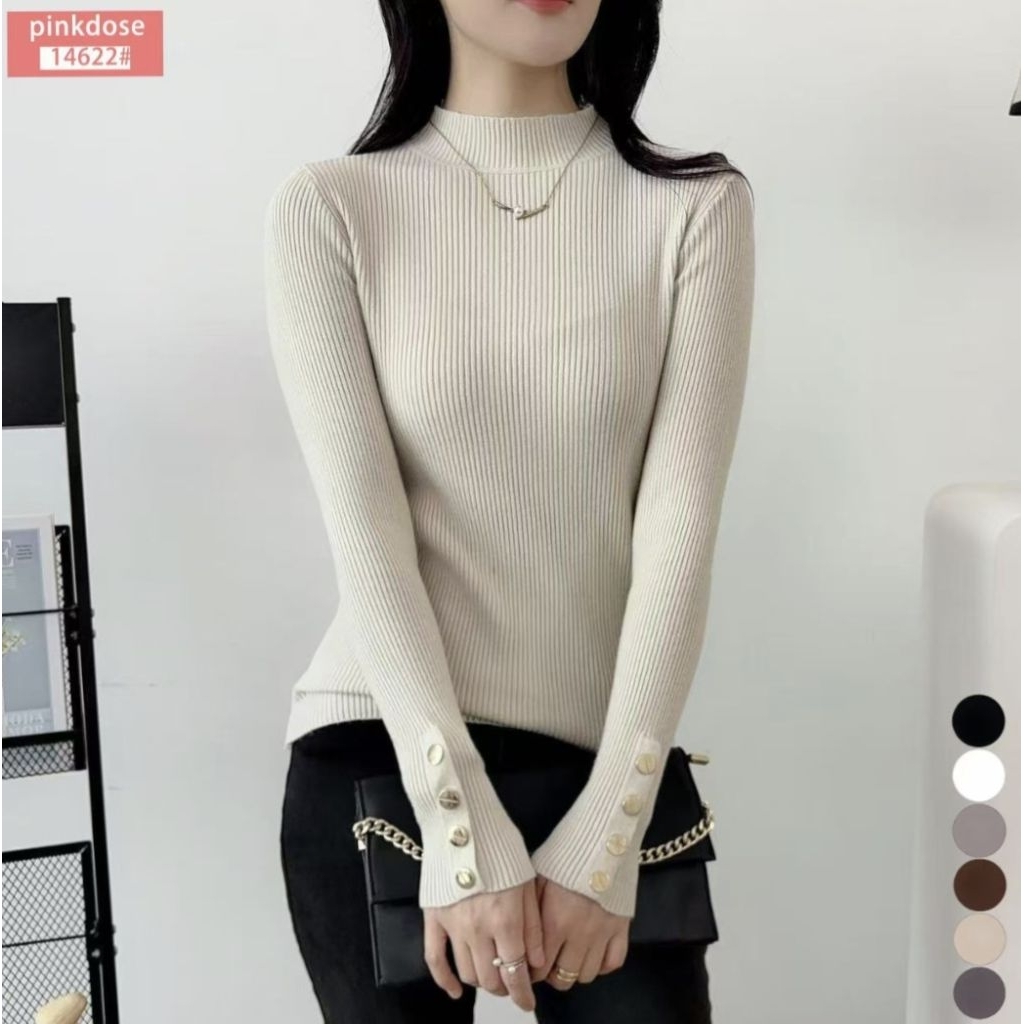 MANSET RAJUT PINKDOSE KANCING GOLD WUDHU FRIENDLY