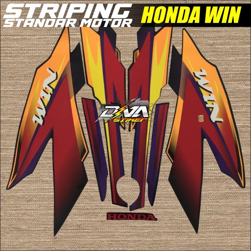 stiker striping honda win 100 2005 hitam merah list body standar berkualitas original