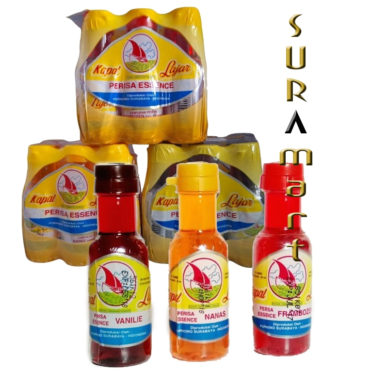 

(6 pcs x 20 ml) KAPAL LAYAR Essence Cap Kapal Lajar (Frambose, Nanas, Vanilla/cao)