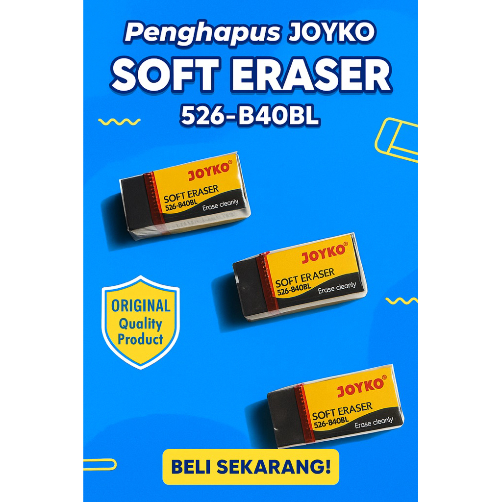 

JOYKO Soft Eraser 526-B40BL - Penghapus Pensil Hitam Bersih & Lembut