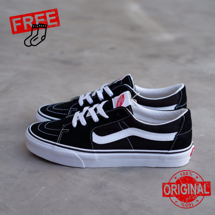 Sepatu Retro V4ns SK8 High Cut Black White Klasik - 100% Original - Gratis Kaos Kaki