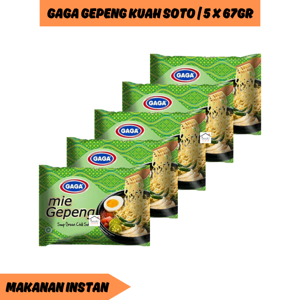 

5PCS Gaga Gepeng Mie Instan Kuah Rasa Soto Cabe Ijo
