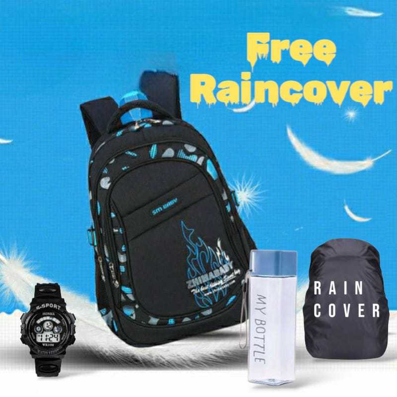 Tas Ransel Sekolah Anak Laki Laki Perempuan SD SMP SMA karakter ZhimaBaby Free Raincover