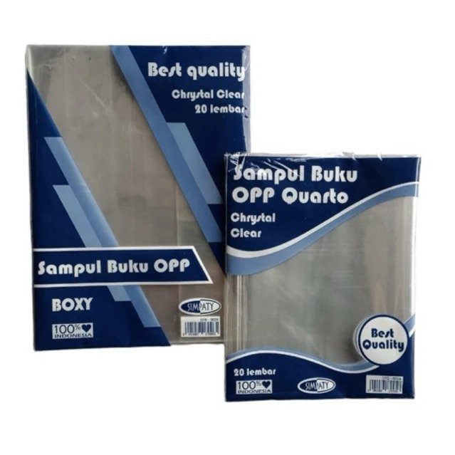 

SIMPATY - SAMPUL / SAMPUL BUKU PLASTIK OPP SLIP KWARTO & BOXY TANPA PEREKAT ATAU CANTOL