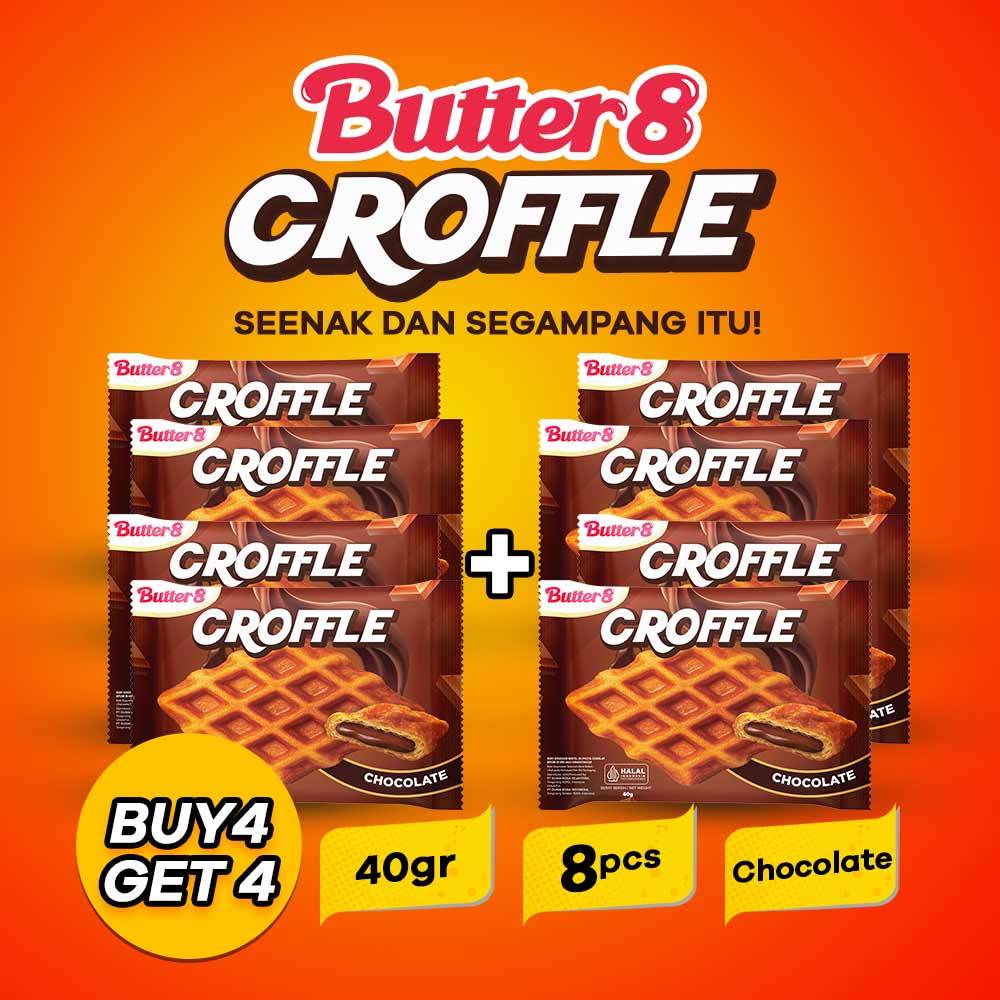 

[ BUTTER8 ] BELI 4pcs GRATIS 4pcs Croffle Chocolate Snack Premium Kekinian Ready to Eat 40gr