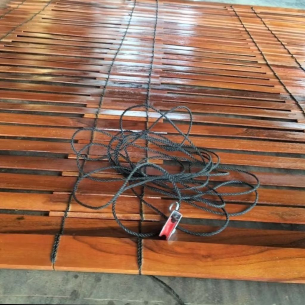 Tirai Kayu Jati bervariasi/Tirai Kayu Jati Asli/Kerai Kayu Jati komplit kerekan buka tutup 170cmx200