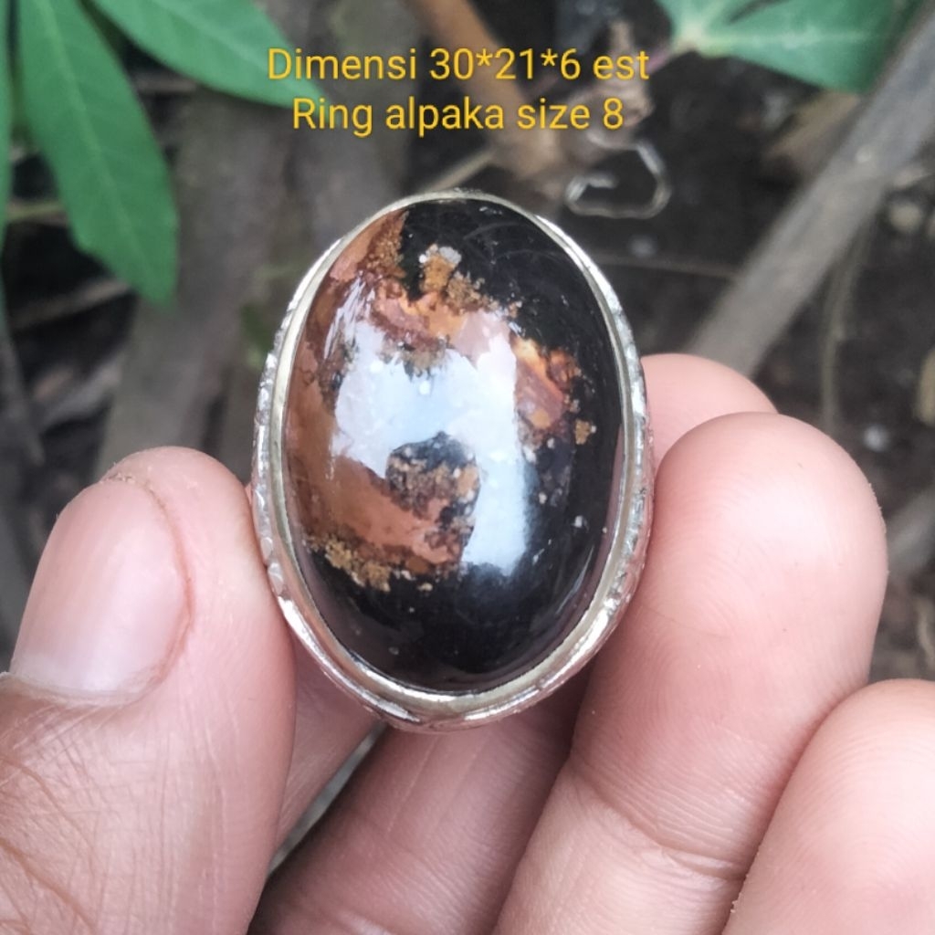 Cincin batu akik pancawarna garut klasik Edong eman