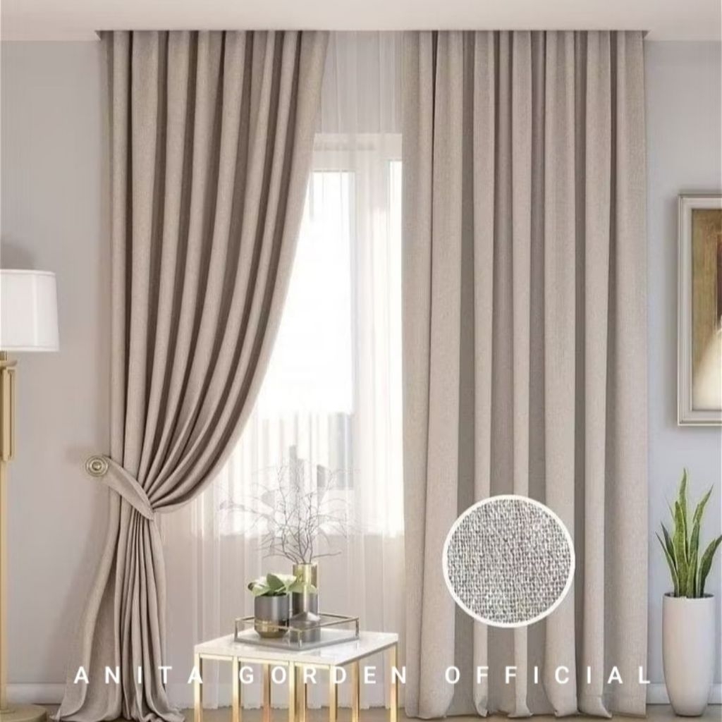 Gorden Tebal Jendela blackout premium Doff polos Model kait Rampel3 variasi 6-18gelombang serat Embo