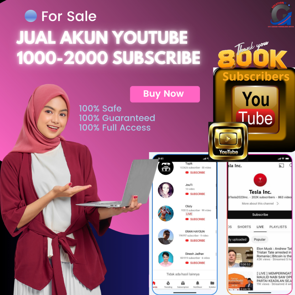 Akun Youtube1000-3000 Subcriber Fresh Monetisasi