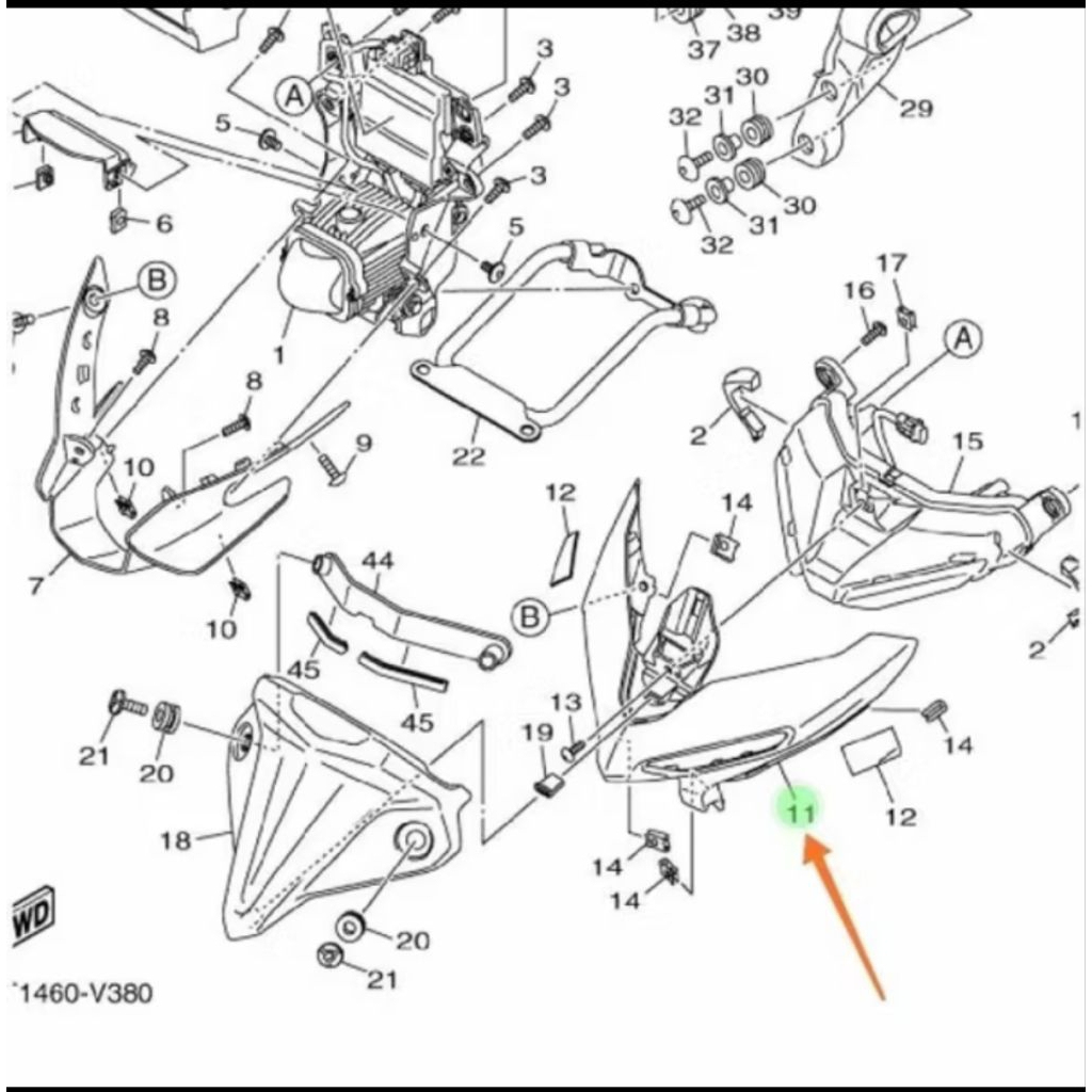 STAY HEADLIGHT 1 B9T-F831V-00-P4 MTN250 MT25 B9T3 COVER LAMPU DEPAN