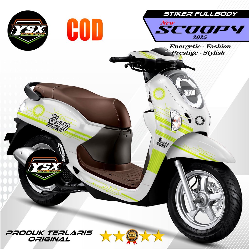 YSX Decal Stiker Scoopy New COD Energetic Fashion Prestige Stylish Desain Putih New