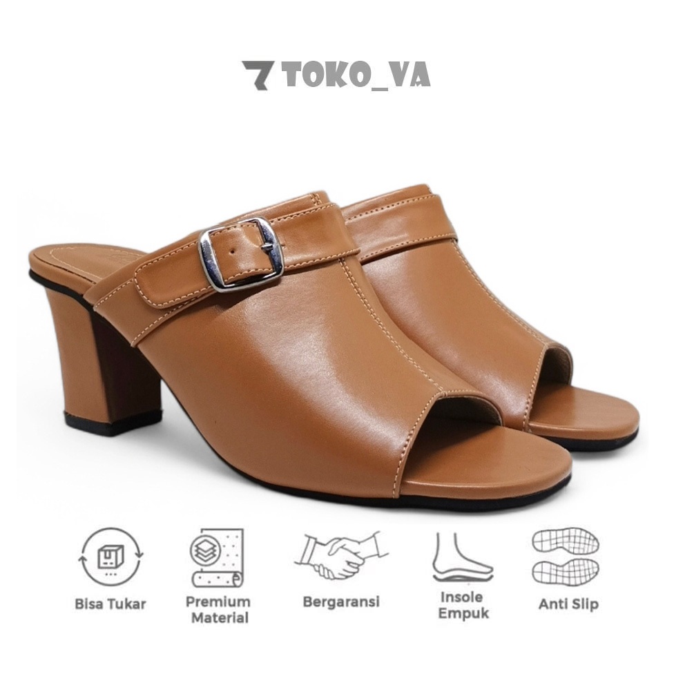 Clogs - Big Size 45 44 43 42 41 40 / Sandal Heels 7cm Pesta Wanita Ukuran Besar / Sendal Selop Konda