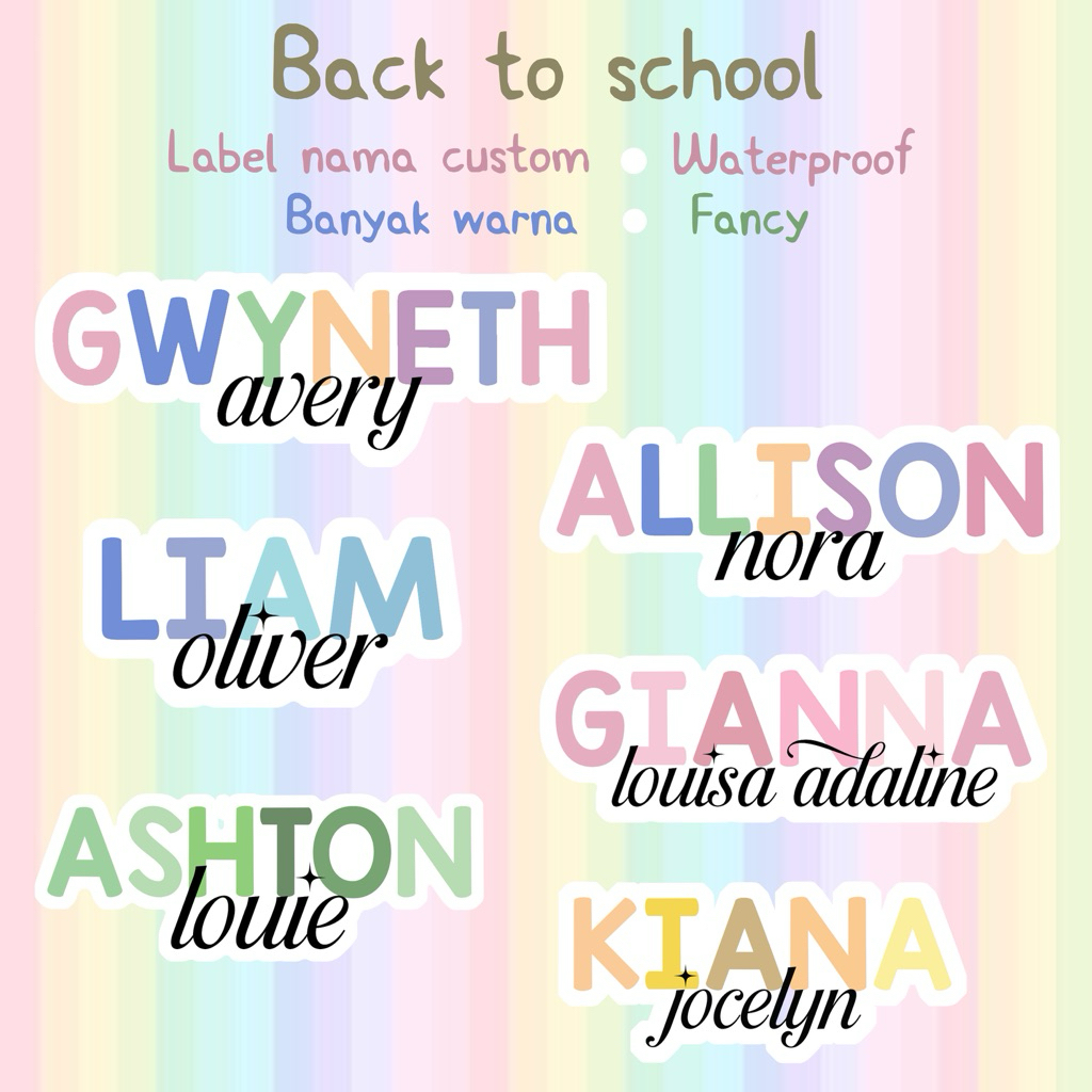 

LABEL NAMA WATERPROOF / label nama anak anti air / label nama custom / sticker nama anak