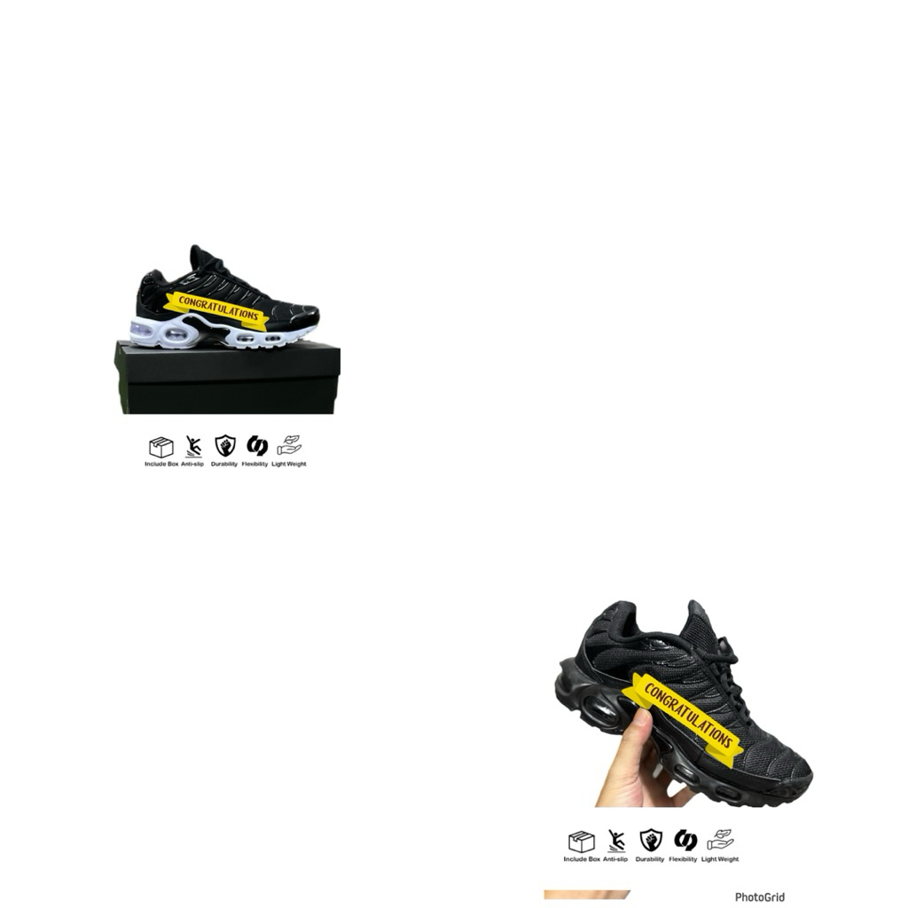 Sneakers Pria Wanita Black White Full Black tn