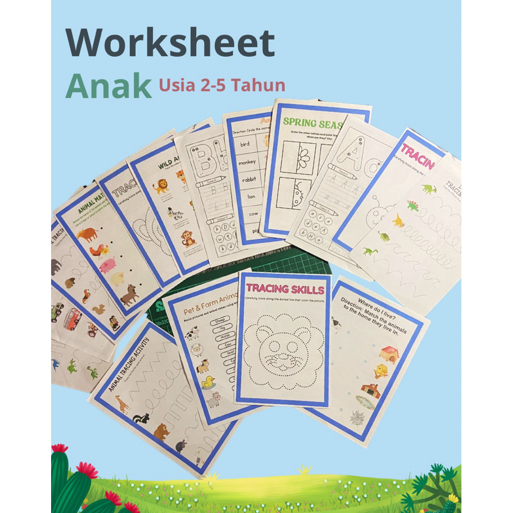 

[BUKAN FILE] Worksheet anak usia 2-5 tahun | kertas A5 hvs 80gr | tanpa Map kertas saja | edukasi pembelajaran anak