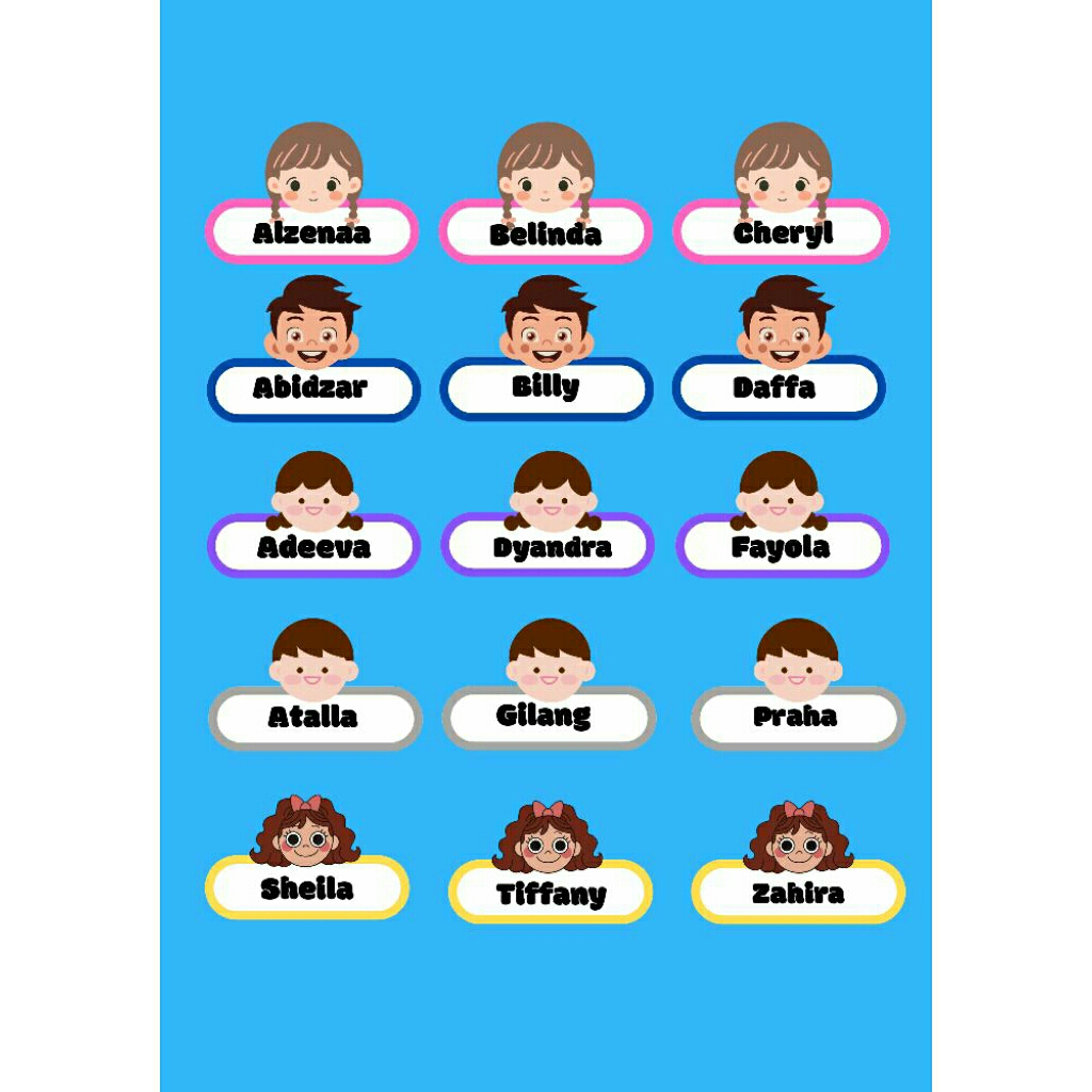 

STICKER NAMA LUCU 4x1cm cewe cowo by tithamisu isi 15-16pcs