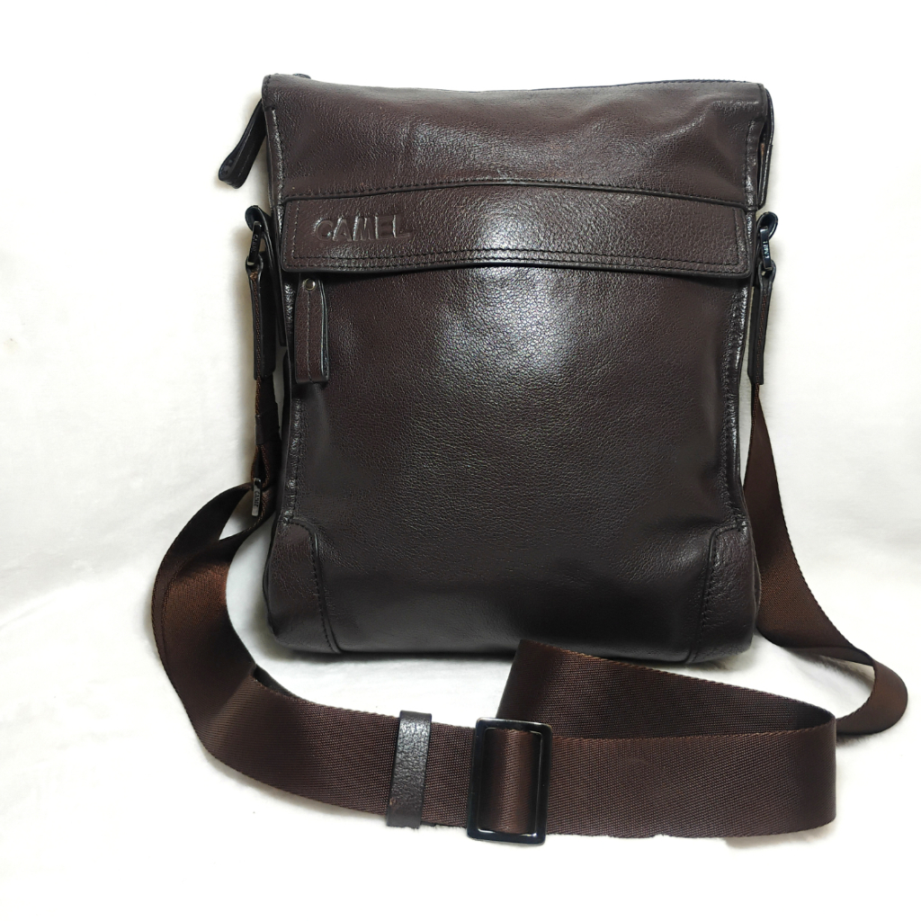 [PRELOVED] Tas kulit asli Kulas Sling bag Slempang Pria laki Coklat Original Brand Camel
