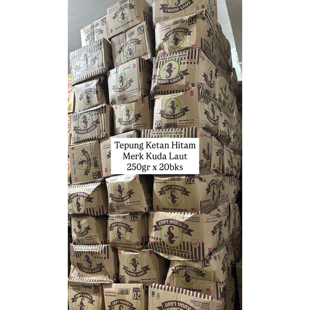 

PROMO TERMURAH !!! SHOPEE ONLY Tepung Ketan Hitam Kuda Laut 250gr x 20 bks (CRT) / Ketan Hitam Tepung