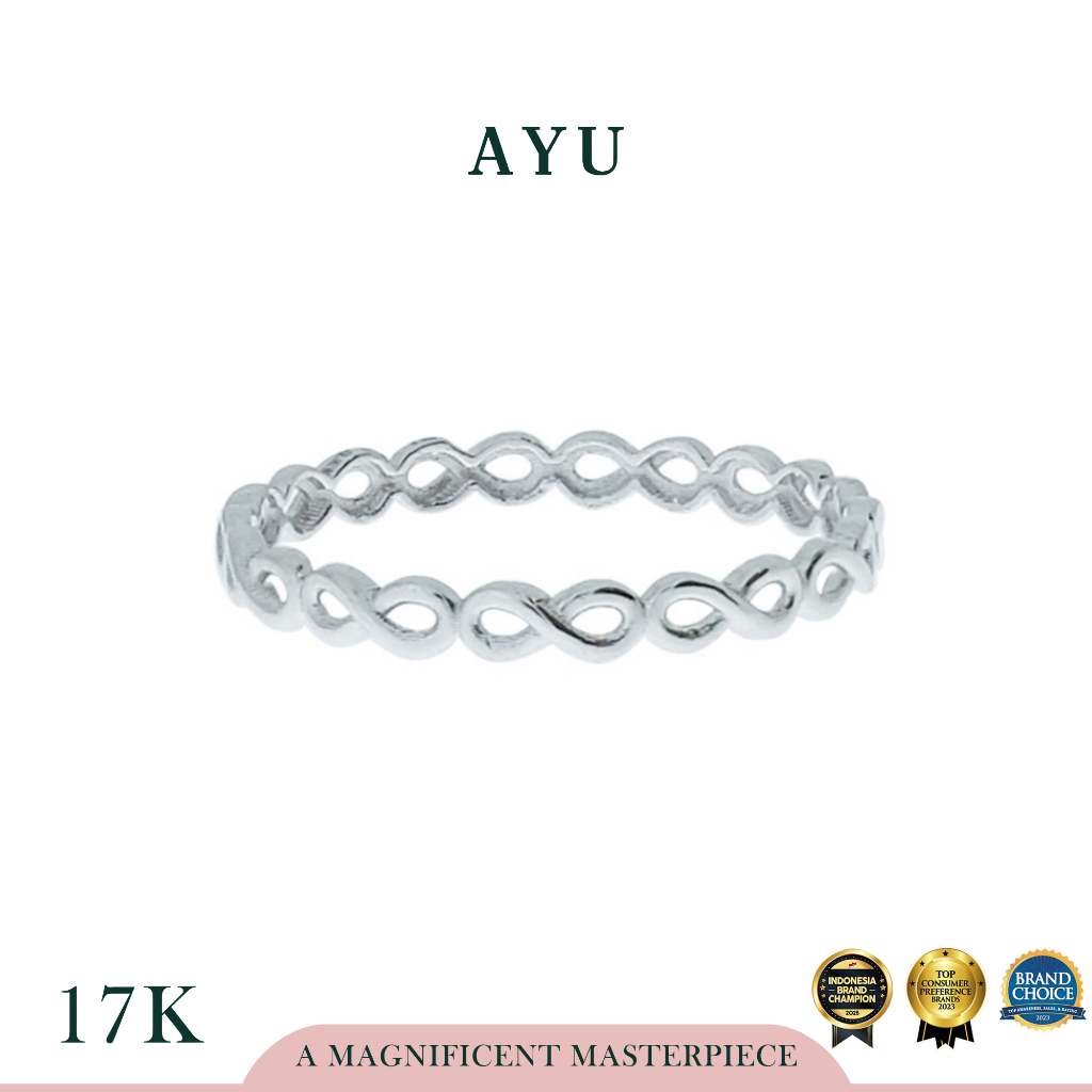 AYU Cincin Emas - Gold Infinity Stack 17K White Gold