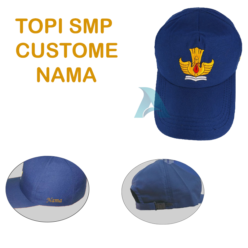 Topi smp custom nama Bahan Drill premium