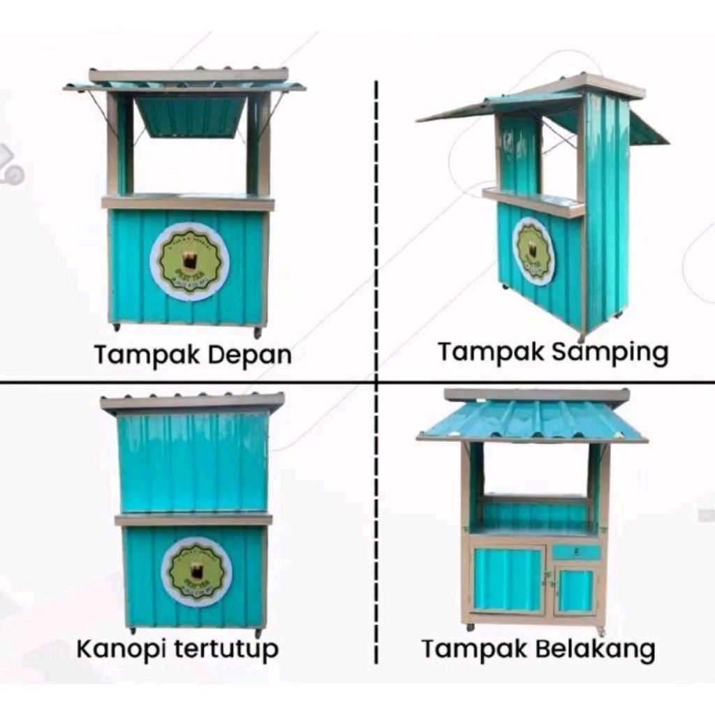 Meja Jualan Kontainer Both 120x60x200 dengan Dinding Spandek dan Alas Multyplek - Furniture