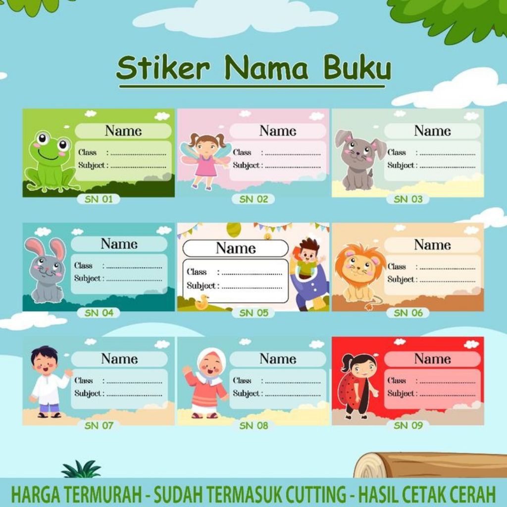 

stiker lebel nama pelajaran/stiker hvs/stiker mapel