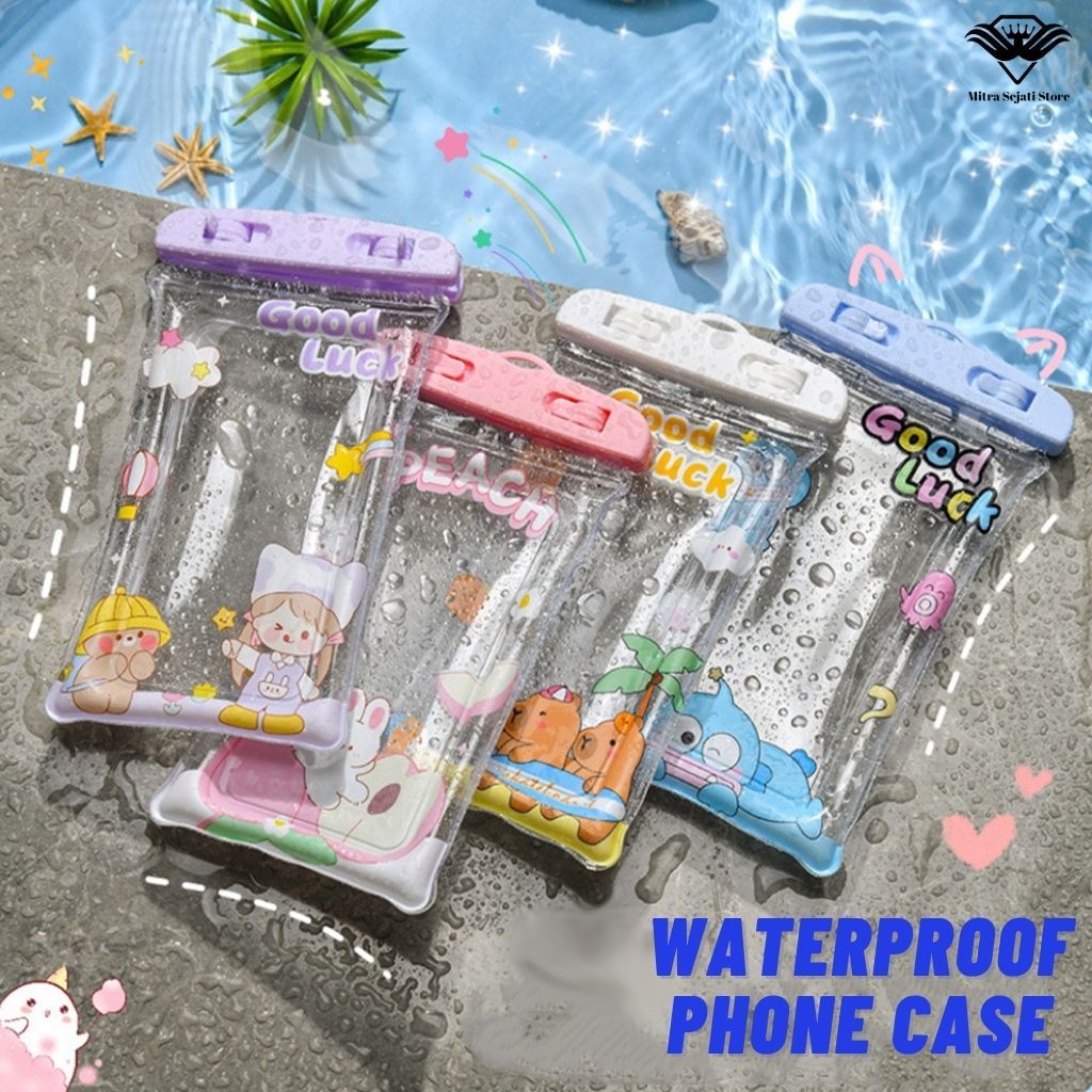 Tas Pouch HP Anti Air Tebal Motif Karakter Lucu Bahan PVC - PCC