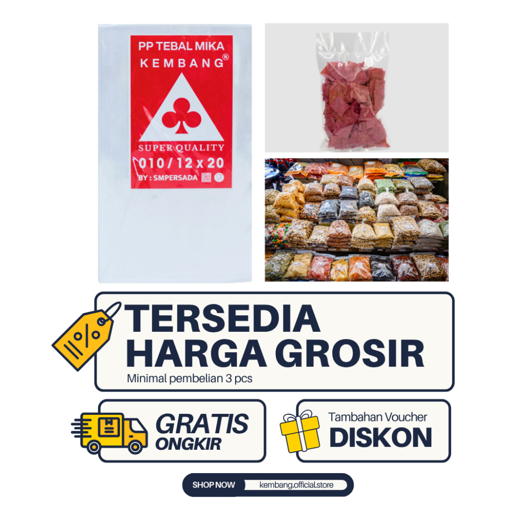 Plastik PP Tebal Mika 010 Ukuran Kecil 12x20 13x20 14x20 14x25 15x20 15x25 (Tebal 100 Micron)