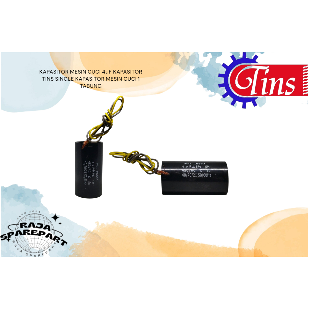 KAPASITOR MESIN CUCI 4uF KAPASITOR TINS SINGLE KAPASITOR MESIN CUCI 1 TABUNG