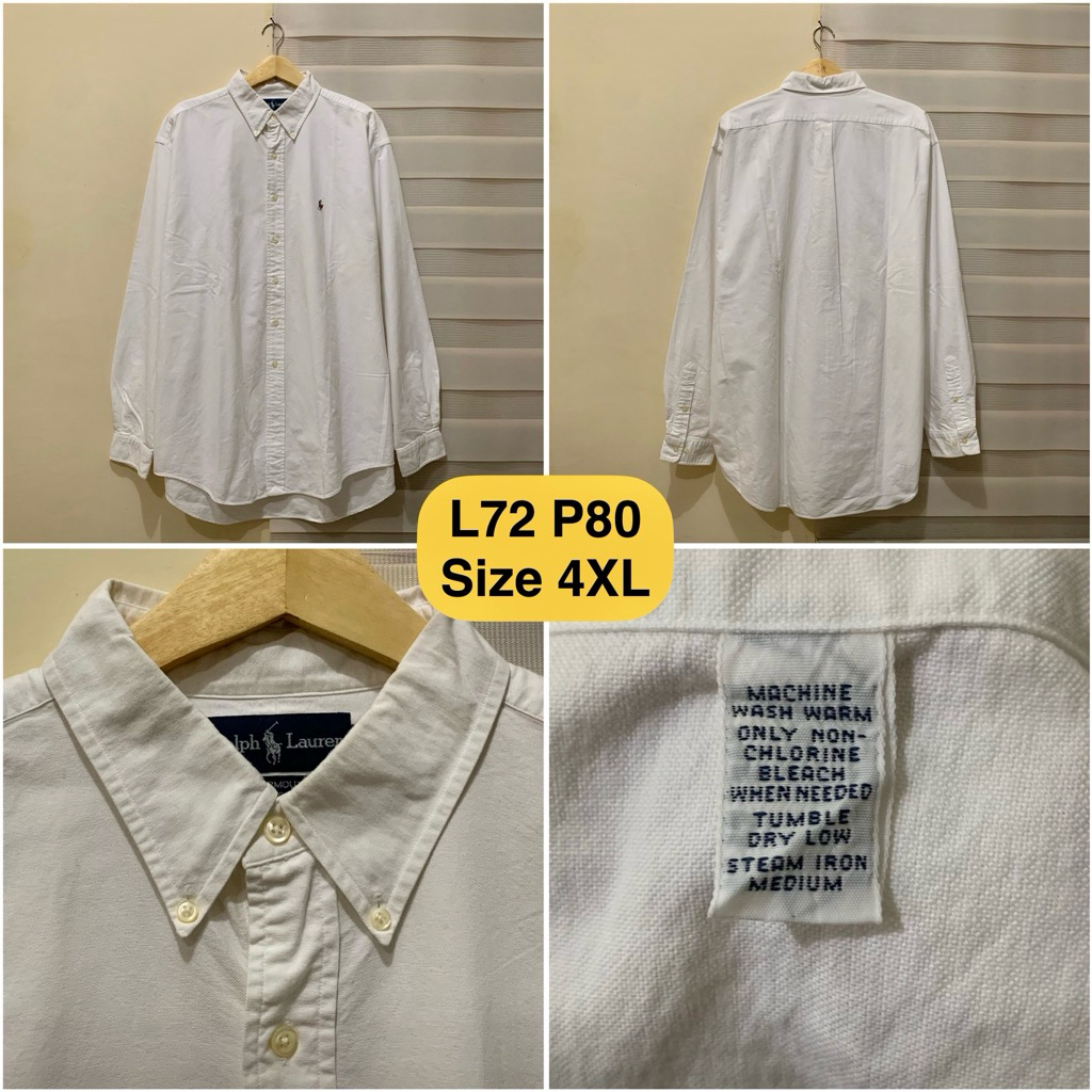 Kemeja Lengan Panjang Ralph Lauren Putih Size Jumbo Original