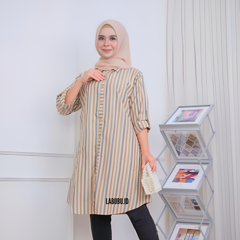 Paket Hemat Blus Garis-Garis Wanita/Tunik Salur Kekinian/Tunik Garis Terbaru/Tunik Pakaian Untuk