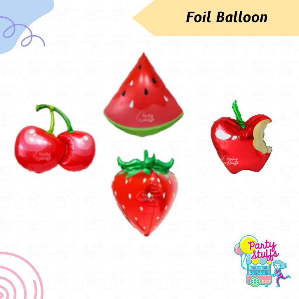 Foil Balloon Fruits / Balloon Foil Buah / Balloon Foil Semangka / Balloon Foil Apel Cherry / Balloon