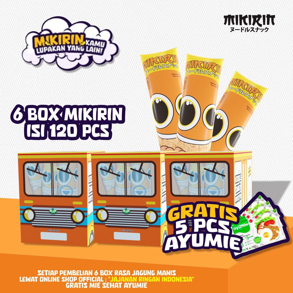 

Mikirin Mie Kremes Noodle Snack Rasa JAGUNG MANIS 6 box 120 pcs